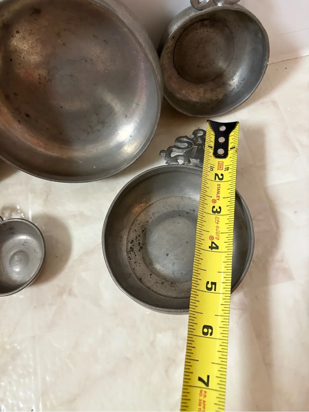 Vintage Pewter Serving Porringers Set